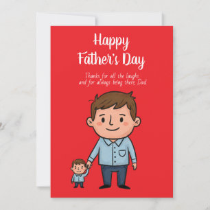 Tarjeta Festiva Feliz Día del Padre Papá y Hijo de Dibujos Animado