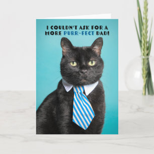 Tarjeta Festiva Feliz Día del Padre para papá gracioso gato con hu
