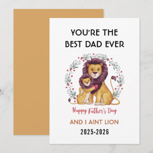 Tarjeta Festiva Feliz Día del Padre para Papá   León Adorable 