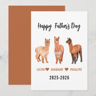 Tarjeta Festiva Feliz Día del Padre para Papá   Llama Adorable 