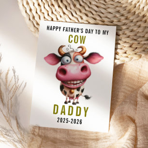 Tarjeta Festiva Feliz Día del Padre para Papá   Vaca Adorable