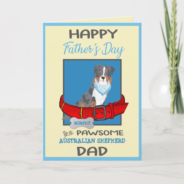 Tarjeta Festiva Feliz Día del Padre personaliza al pastor australi (Anverso)