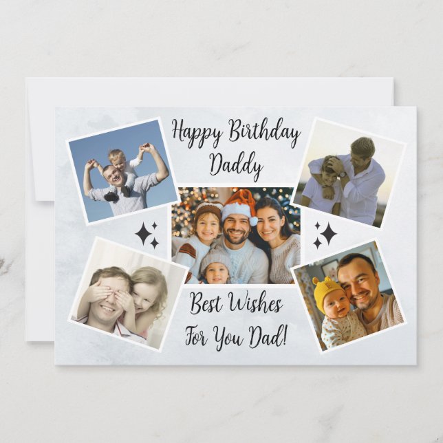 Tarjeta Festiva Feliz Día del Padre Personalizado 5 Collage de fot (Anverso)