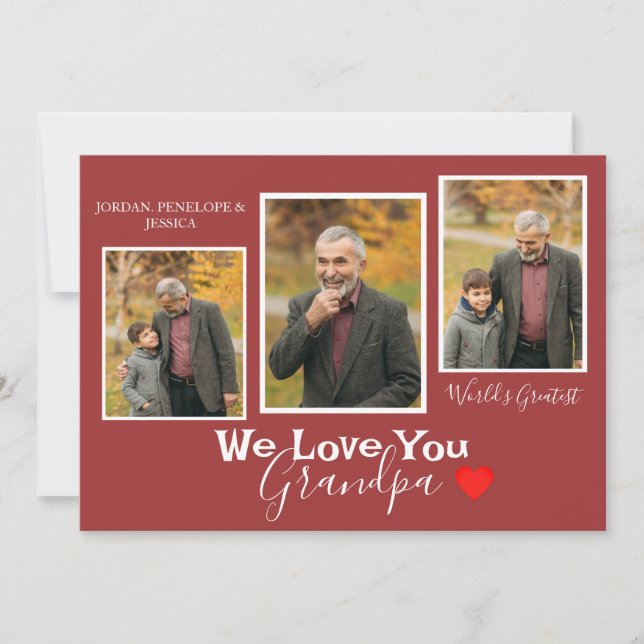 Tarjeta Festiva Feliz Día del Padre, te amo, abuelo 3 foto (Anverso)