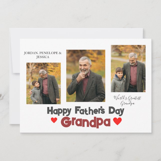 Tarjeta Festiva Feliz Día del Padre, te amo, abuelo 3 foto (Anverso)