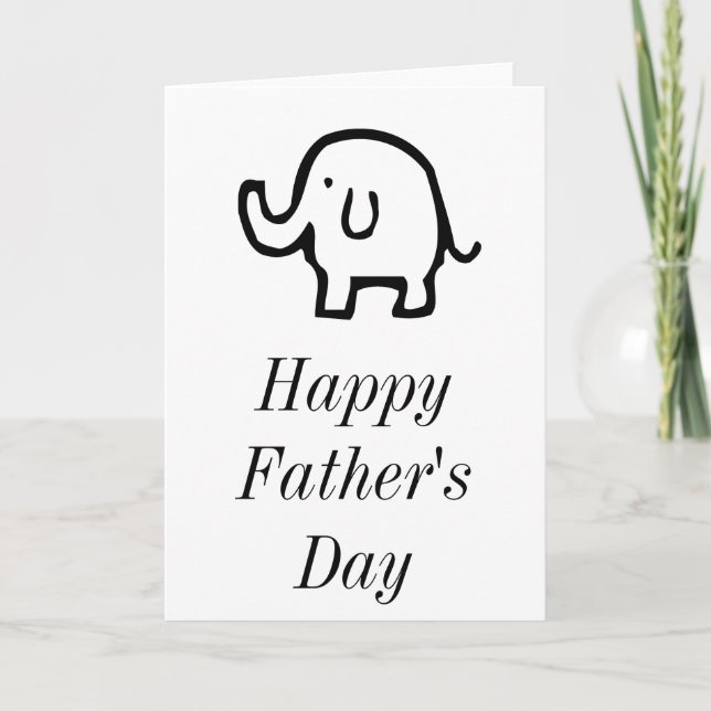 Tarjeta Festiva Feliz Día del Padres, bebé elefante, un simple Per (Anverso)