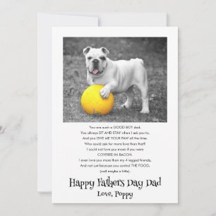 Tarjeta Festiva Feliz Día del Padres Personalizado Foto de perro F