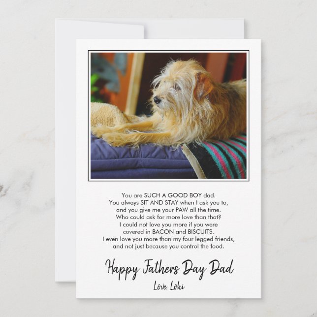 Tarjeta Festiva Feliz Día del Padres Personalizado Foto de perro F (Anverso)