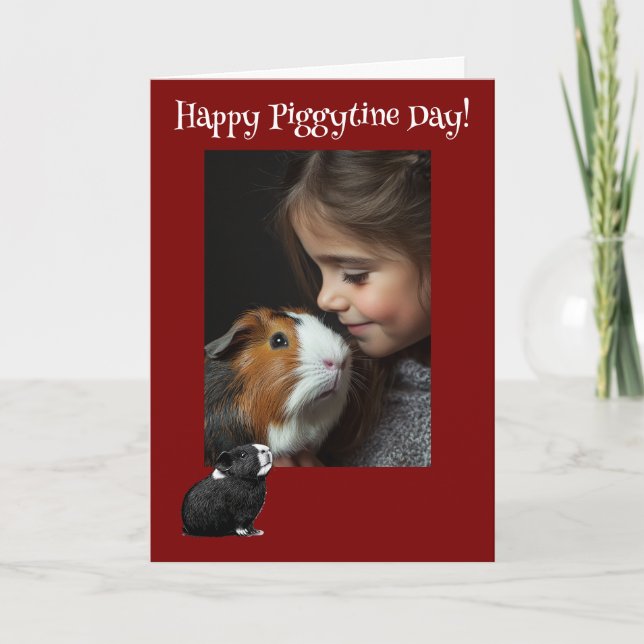 Tarjeta Festiva Feliz Día del Piggytine Guinea San Valentín (Anverso)
