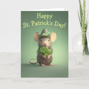 Tarjeta Festiva Feliz Día del Ratón Adorable St. Patrick
