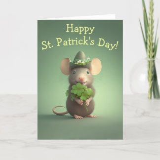 Tarjeta Festiva Feliz Día del Ratón Adorable St. Patrick