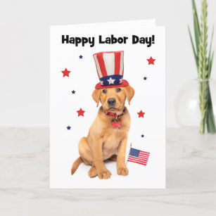 Tarjeta Festiva Feliz Día del Trabajo Patriótico Red Fox Labrador 