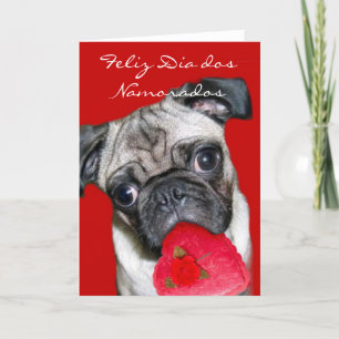 Tarjeta Festiva Feliz Día dos Namorados Perro de San Valentín
