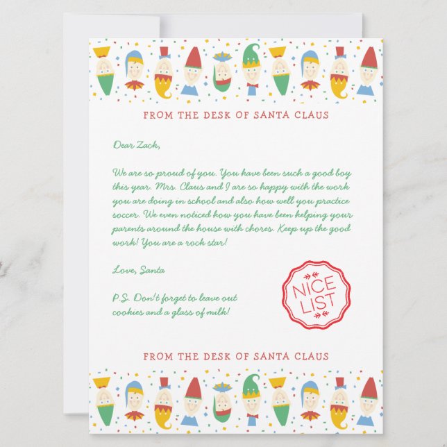 Tarjeta Festiva Feliz día festivo de Elf a Santa (Anverso)