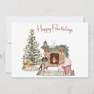 Tarjeta Festiva Feliz diseño de perros de los Pawlidays - St. Bern