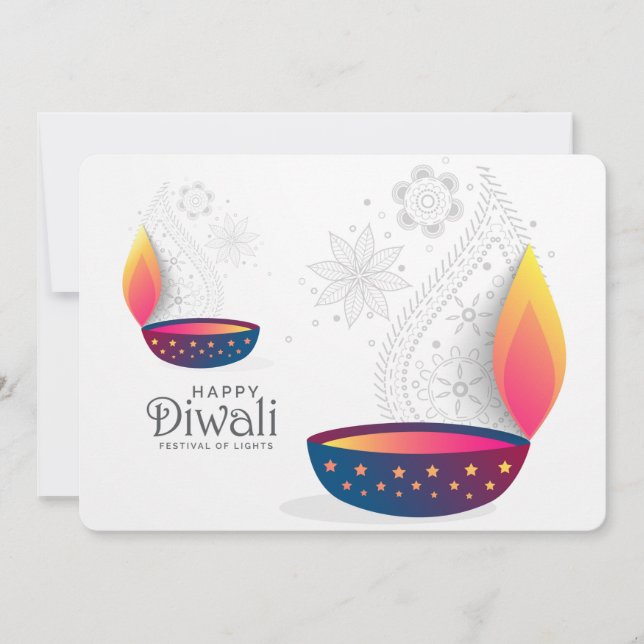 Tarjeta Festiva Feliz Diwali (Anverso)