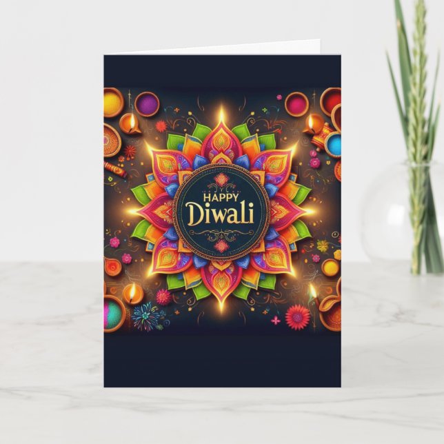 Tarjeta Festiva Feliz Diwali (Anverso)