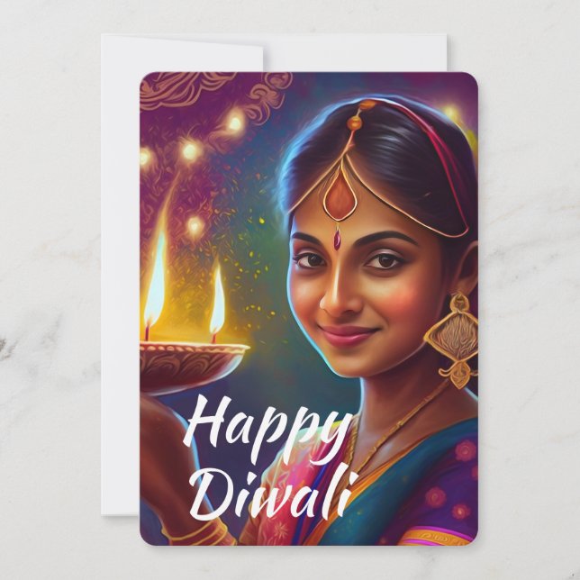 Tarjeta Festiva Feliz Diwali (Anverso)