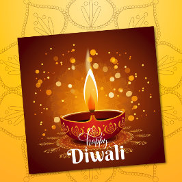 Tarjeta Festiva Feliz Diwali brillante Festival de la Diya Roja