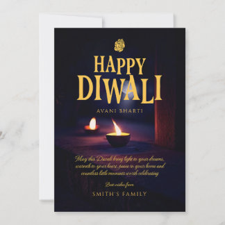 Tarjeta Festiva Feliz Diwali Elegante Personalizable