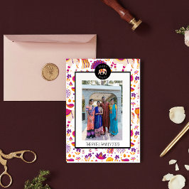 Tarjeta Festiva Feliz Diwali Elephant Holiday Photo Card