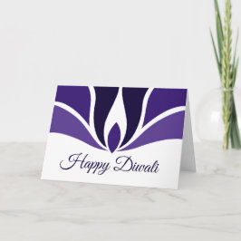 Tarjeta Festiva Feliz Diwali Hermoso Personalizado Púrpura