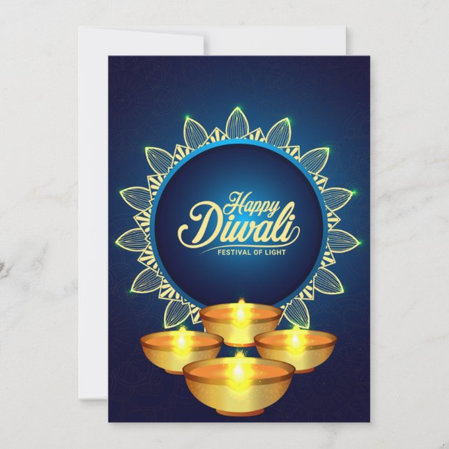 Tarjeta Festiva Feliz Diwali Holiday Card (Anverso)