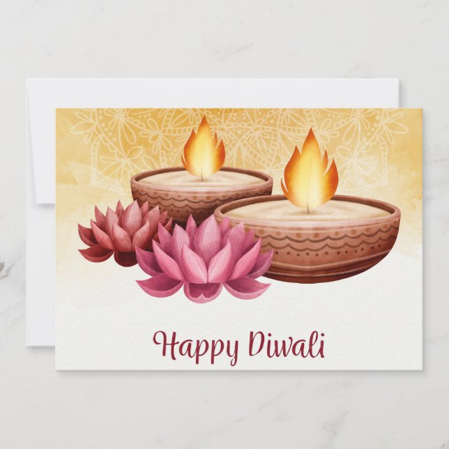 Tarjeta Festiva Feliz Diwali Holiday Card (Anverso)