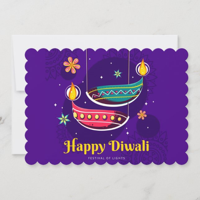 Tarjeta Festiva Feliz Diwali Holiday Card (Anverso)
