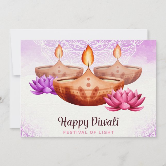 Tarjeta Festiva Feliz Diwali Holiday Card (Anverso)