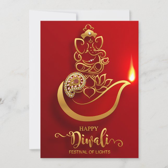 Tarjeta Festiva Feliz Diwali Holiday Card (Anverso)