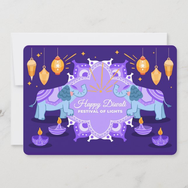 Tarjeta Festiva Feliz Diwali Holiday Card (Anverso)