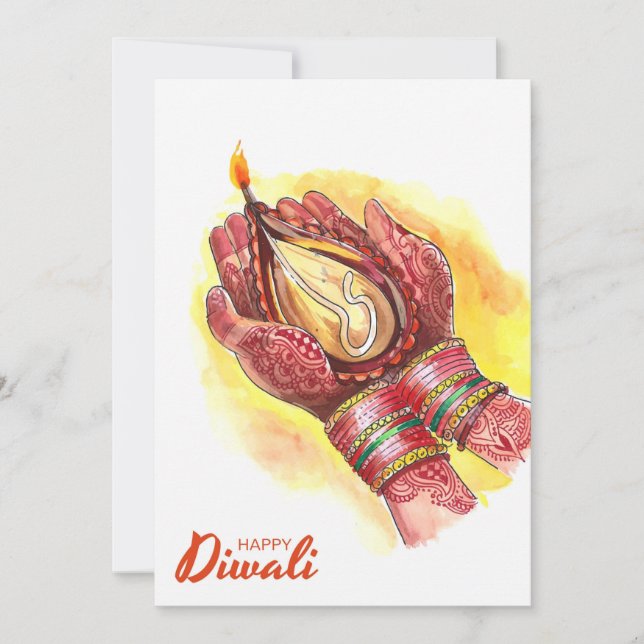 Tarjeta Festiva Feliz Diwali Holiday Card (Anverso)