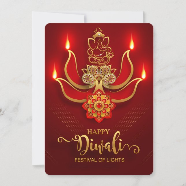 Tarjeta Festiva Feliz Diwali Holiday Card (Anverso)