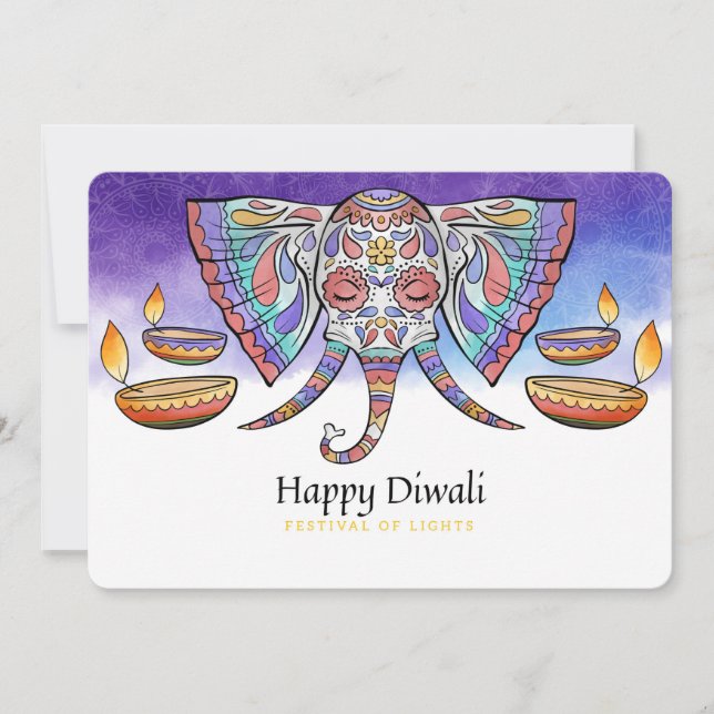 Tarjeta Festiva Feliz Diwali Holiday Card (Anverso)