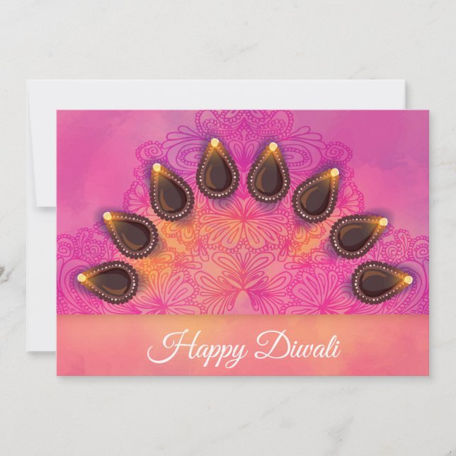 Tarjeta Festiva Feliz Diwali Holiday Card (Anverso)