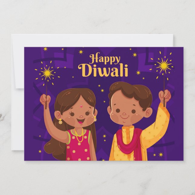 Tarjeta Festiva Feliz Diwali Holiday Card (Anverso)