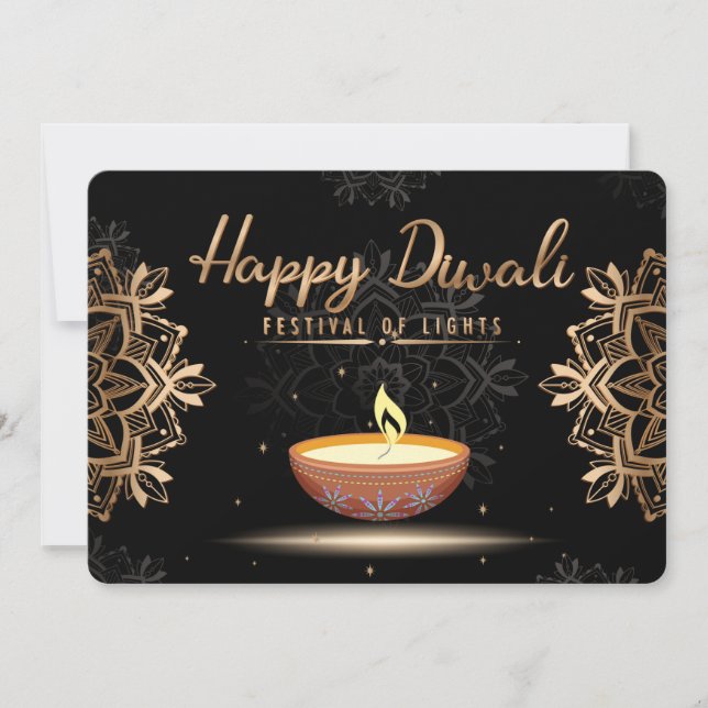 Tarjeta Festiva Feliz Diwali Holiday Card (Anverso)
