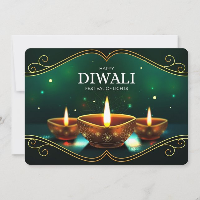 Tarjeta Festiva Feliz Diwali Holiday Card (Anverso)