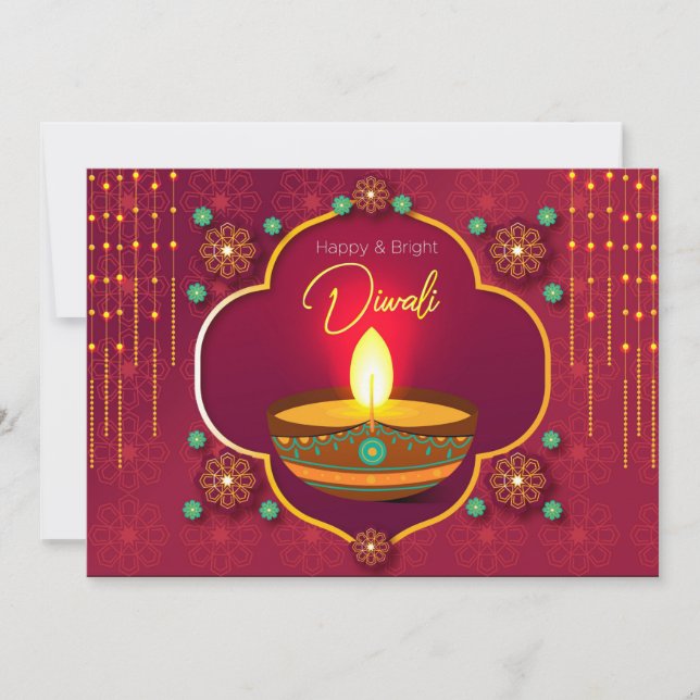 Tarjeta Festiva Feliz Diwali Holiday Card (Anverso)