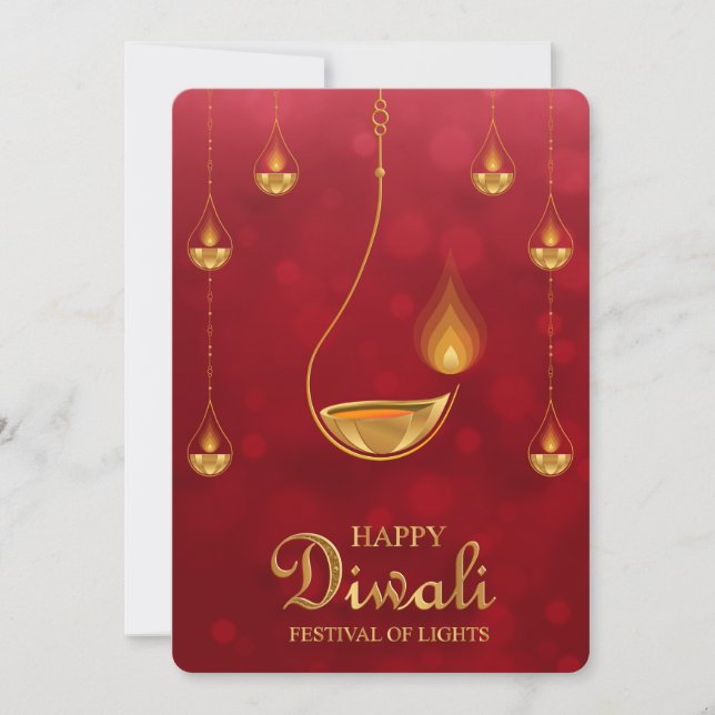 Tarjeta Festiva Feliz Diwali Holiday Card (Anverso)