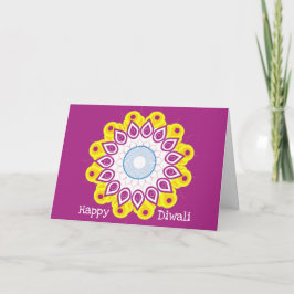 Tarjeta Festiva Feliz Diwali Mandala Magenta Amarillo