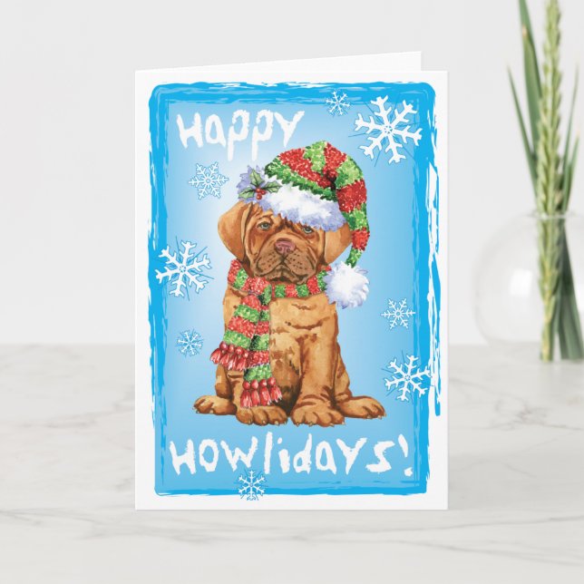 Tarjeta Festiva Feliz Dogue de Howlidays (Anverso)