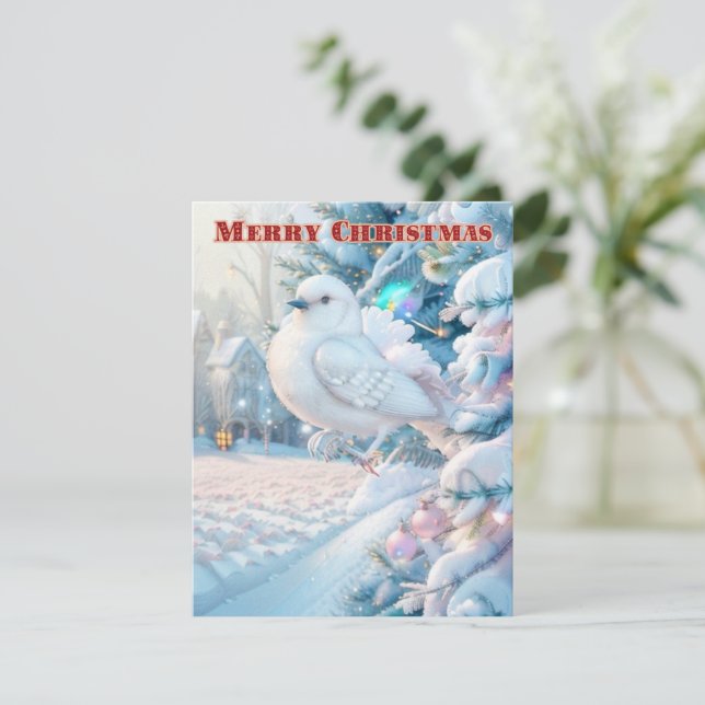 Tarjeta Festiva Feliz Dove de Navidad: (Anverso de pie)