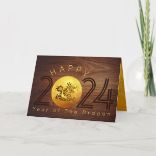 Tarjeta Festiva Feliz Dragón de Madera de Año Nuevo Chino 2024 HGC