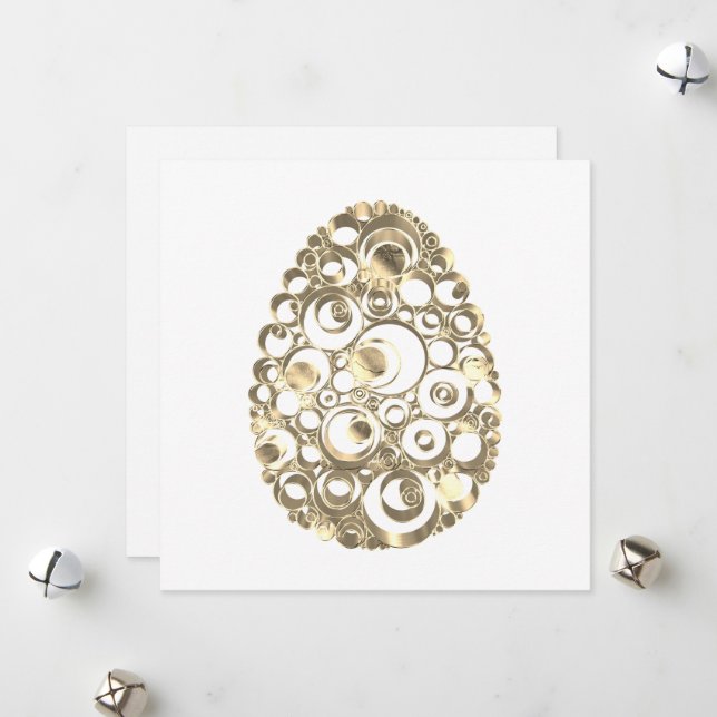 Tarjeta Festiva Feliz Easter Elegant Gold Look Easter Egre (Anverso/Reverso In Situ)