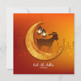 Tarjeta Festiva Feliz Eid Al Adha Mubarak Orang Cabra Blanca Islám