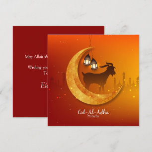 Tarjeta Festiva Feliz Eid Al Adha Mubarak Orang Cabra Blanca Islám