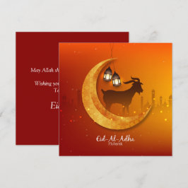 Tarjeta Festiva Feliz Eid Al Adha Mubarak Orang White Goat Islamic