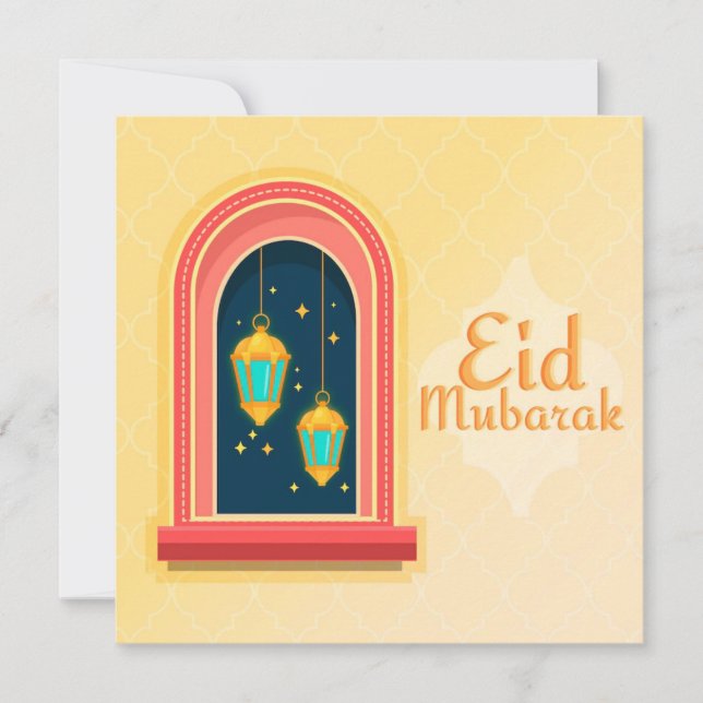 Tarjeta Festiva Feliz Eid Mubarak Golden (Anverso)